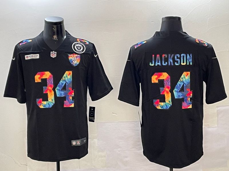 Men Oakland Raiders #34 Jackson Black Rainbow 2024 Nike Limited NFL Jersey style 2